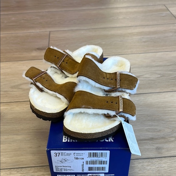 Birkenstock Brown Shearling Sandals